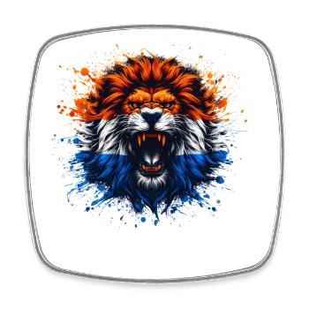 Maillots de la Hollande - NL Lion aux couleurs du drapeau - Magnet carré - blanc - Devant