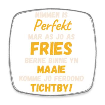 Mei Geboren Friesen - Einzigartiger Humor friesischer Text - Viereckiger Kühlschrankmagnet - Weiß - Vorne