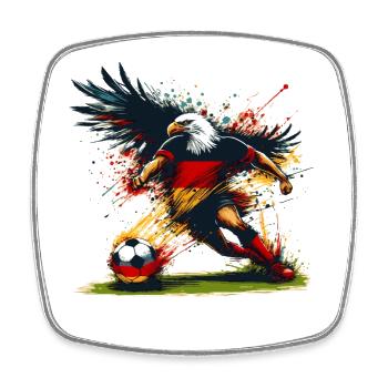 Deutscher Adler & Fußball Design in Schwarz, Rot und Gold - Viereckiger Kühlschrankmagnet - Weiß - Vorne