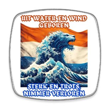 Dutch Pride Lion néerlandais né de l’eau - Magnet carré - blanc - Devant