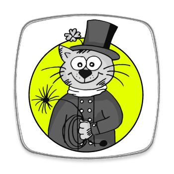 Retro Chimney Sweep Cat - Square fridge magnet - white - Front