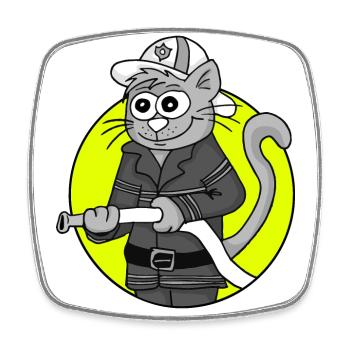 Retro Feuerwehr-Katze - Viereckiger Kühlschrankmagnet - Weiß - Vorne