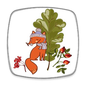 Renard en automne - Magnet carré - blanc - Devant