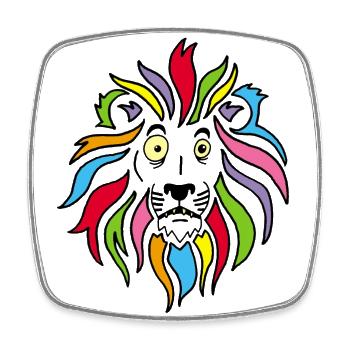 Lion and multicolored mane - Square fridge magnet - white - Front
