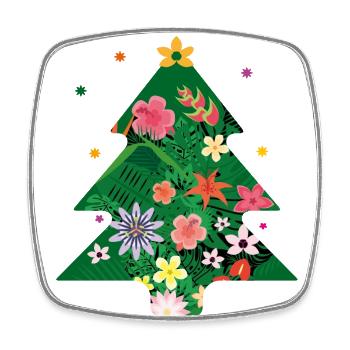 Tannenbaum, Weihnachtsbaum mit bunten Blumen - Viereckiger Kühlschrankmagnet - Weiß - Vorne