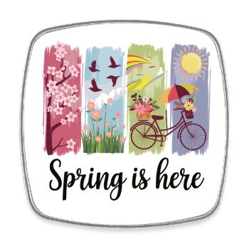 Magie printanière – Fleurs, cyclisme et nature - Magnet carré - blanc - Devant