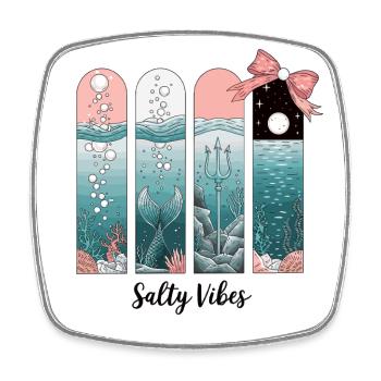 Salty Vibes – Ocean & Mermaid - Square fridge magnet - white - Front