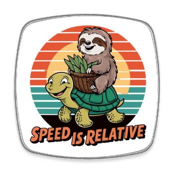 Lustiges Faultier & Schildkröte Retro Design - Viereckiger Kühlschrankmagnet - Weiß - Vorne