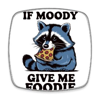 Hungry raccoon with pizza - Square fridge magnet - white - Front