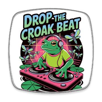 DJ grenouille sur le rythme du croassement - Magnet carré - blanc - Devant
