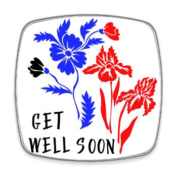 get well soon Blumengruß - Viereckiger Kühlschrankmagnet - Weiß - Vorne