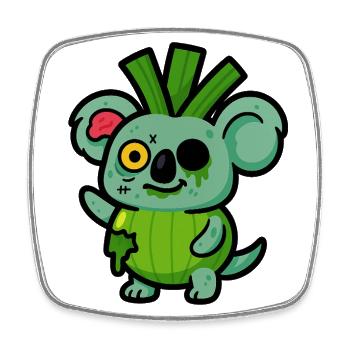 Zombie-Koalauch - Viereckiger Kühlschrankmagnet - Weiß - Vorne