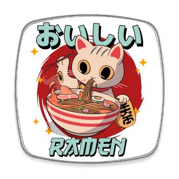 Cat Ramen Japan Japanese Noodles - Square fridge magnet - white - Front