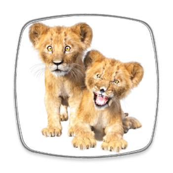 Lion - Magnet carré - blanc - Devant