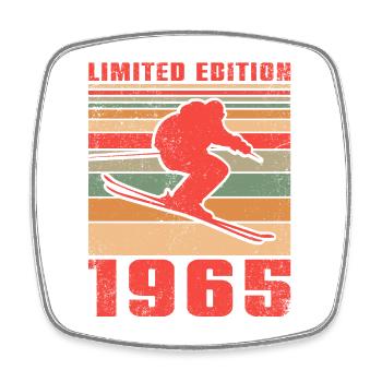 Ski Skifahrer Langlaufski Sport Geburtstag 1965 - Viereckiger Kühlschrankmagnet - Weiß - Vorne
