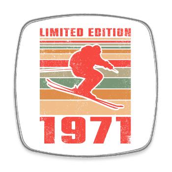 Ski Skifahrer Skifahrerin Sport Geburtstag 1971 - Viereckiger Kühlschrankmagnet - Weiß - Vorne