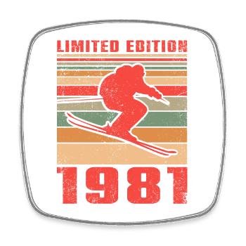 Ski Sports d’hiver Anniversaire du skieur 1981 - Magnet carré - blanc - Devant
