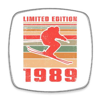 Ski Skifahrer Langlaufski Geburtstag 1989 - Viereckiger Kühlschrankmagnet - Weiß - Vorne
