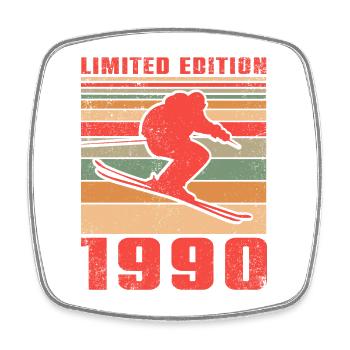 Ski Skifahrer Langlaufski Geburtstag 1990 - Viereckiger Kühlschrankmagnet - Weiß - Vorne