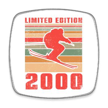 Skiers Cross-country skis Birthday 2000 - Square fridge magnet - white - Front