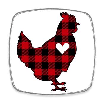 Buffalo Plaid Chicken - Square fridge magnet - white - Front