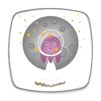 Astro Octopus - Viereckiger Kühlschrankmagnet - Weiß - Vorne