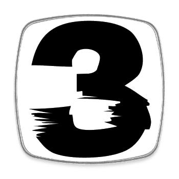 3 Number - Square fridge magnet - white - Front