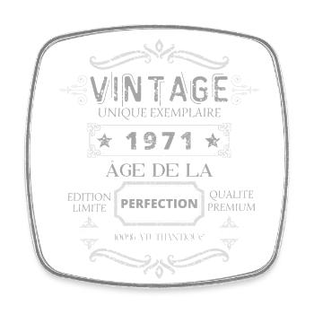 Teeshirt 1971 Vintage Âge de la Perfection - Magnet carré - blanc - Devant