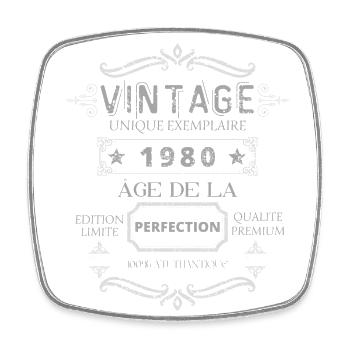 Teeshirt 1980 Vintage Âge de la Perfection - Magnet carré - blanc - Devant