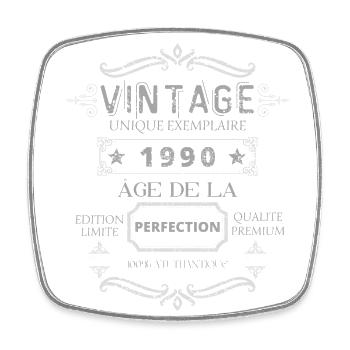 Teeshirt Vintage 1990 Âge de la Perfection - Magnet carré - blanc - Devant