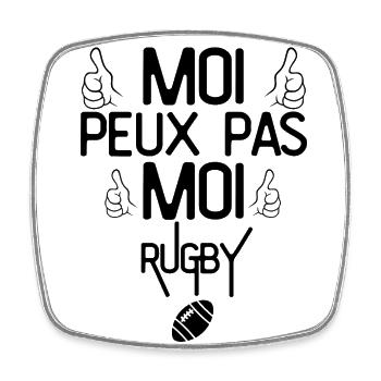 Moi Peux Pas Moi Rugby - Magnet carré - blanc - Devant