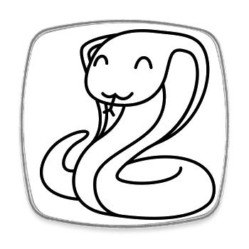 Snake Cobra Comic Animal - Square fridge magnet - white - Front