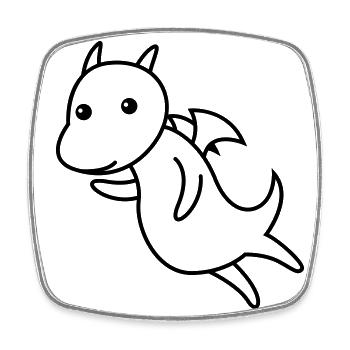 Drache Comic Tier - Viereckiger Kühlschrankmagnet - Weiß - Vorne
