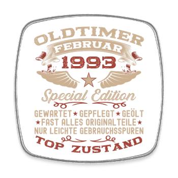 Oldtimer Februar Jahrgang 1993 Mann 30. Geburtstag - Viereckiger Kühlschrankmagnet - Weiß - Vorne