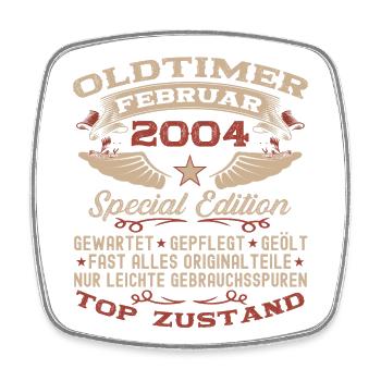 Oldtimer Februar Jahrgang 2004 Mann 19. Geburtstag - Viereckiger Kühlschrankmagnet - Weiß - Vorne