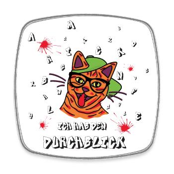 Ich hab den Durchblick - Schlaue freche Katze - Viereckiger Kühlschrankmagnet - Weiß - Vorne