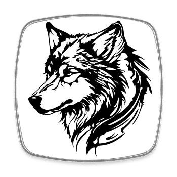 Tête de loup - Magnet carré - blanc - Devant