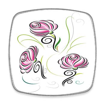 Roses, Fleurs, Jardin - Magnet carré - blanc - Devant