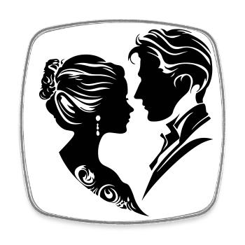 Ehepaar Hochzeit Silhouette - Viereckiger Kühlschrankmagnet - Weiß - Vorne