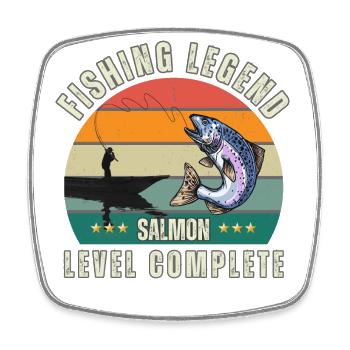 Fishing Legend - Level "Lachs" abgeschlossen - Viereckiger Kühlschrankmagnet - Weiß - Vorne