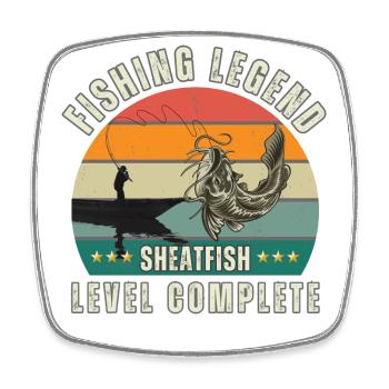 Fishing Legend - Level „Wels“ abgeschlossen - Viereckiger Kühlschrankmagnet - Weiß - Vorne