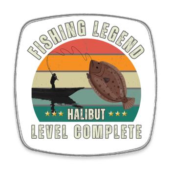 Fishing Legend - Level "Heilbutt" abgeschlossen - Viereckiger Kühlschrankmagnet - Weiß - Vorne