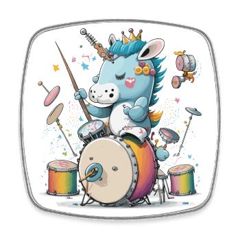 Batteur Licorne - Magnet carré - blanc - Devant