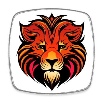 Tête de lion puissante colorée - Magnet carré - blanc - Devant