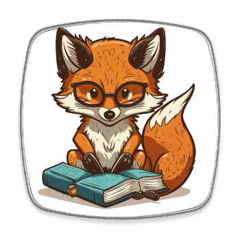 Buchhafter Fuchs - Viereckiger Kühlschrankmagnet - Weiß - Vorne