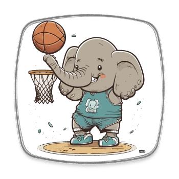 Basketball Elephant - Square fridge magnet - white - Front