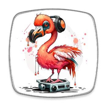 Groovy Pink Bird - Square fridge magnet - white - Front
