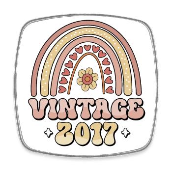 Vintage 2017 Retro Vintage Birthday Gift - Square fridge magnet - white - Front