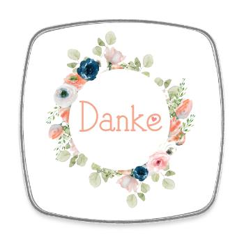 Danke! Blumen_Kranz personalisierbar - Viereckiger Kühlschrankmagnet - Weiß - Vorne