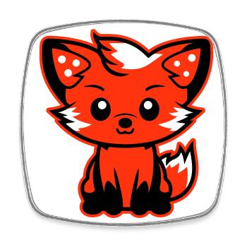 Bande dessinée Fox - Magnet carré - blanc - Devant